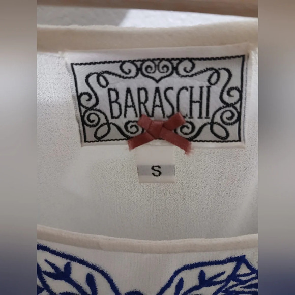 Anthropologie Baraschi Sheer Embroidered Blouse Size Small - Picture 4 of 7